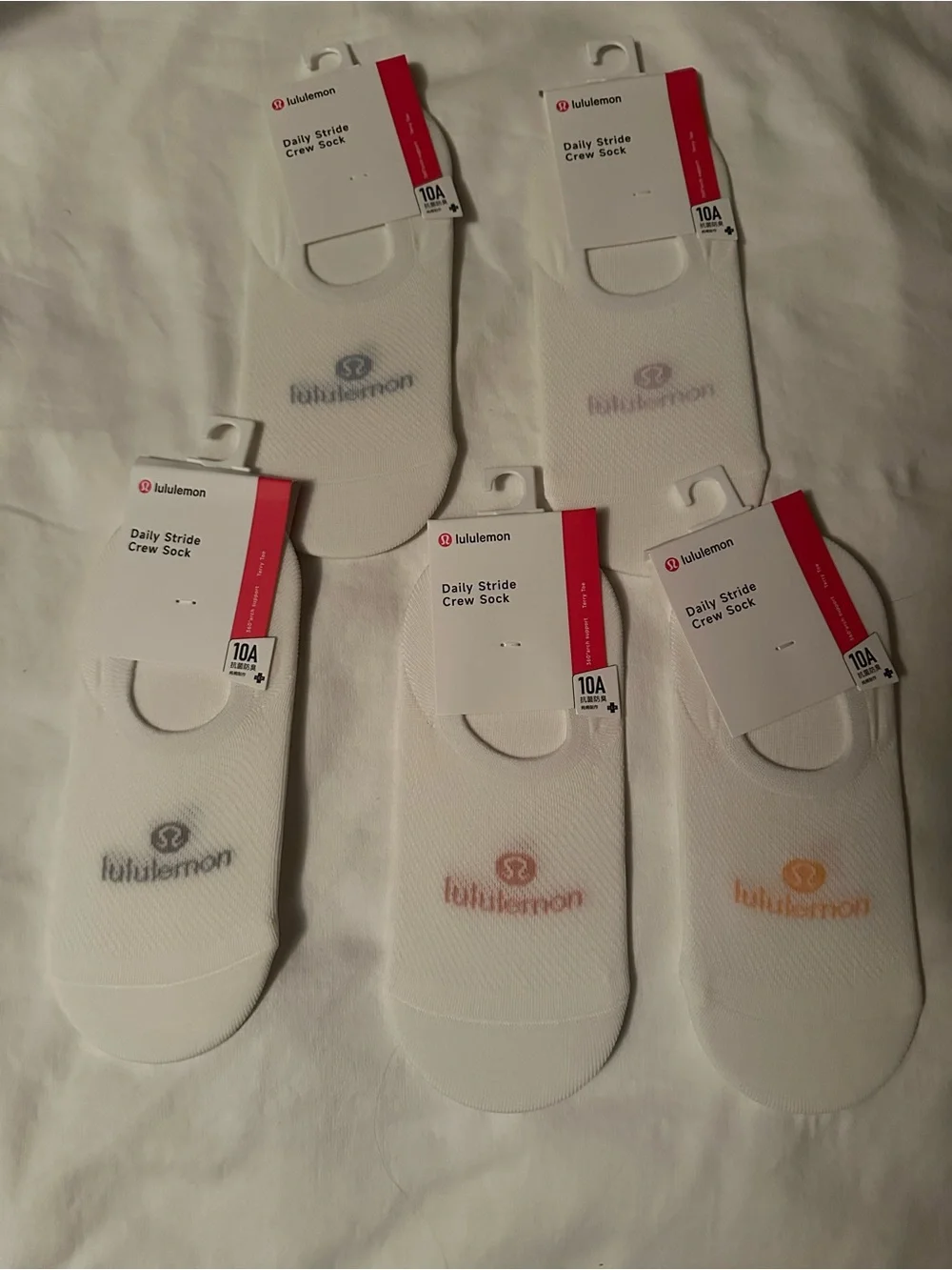 Lululemon no show socks - White with Accent Colors (5-Pack)